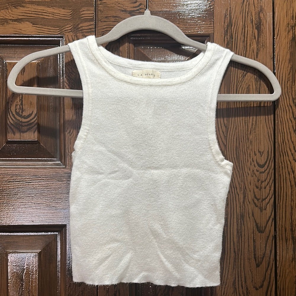 Cream Sleeveless Knit Top